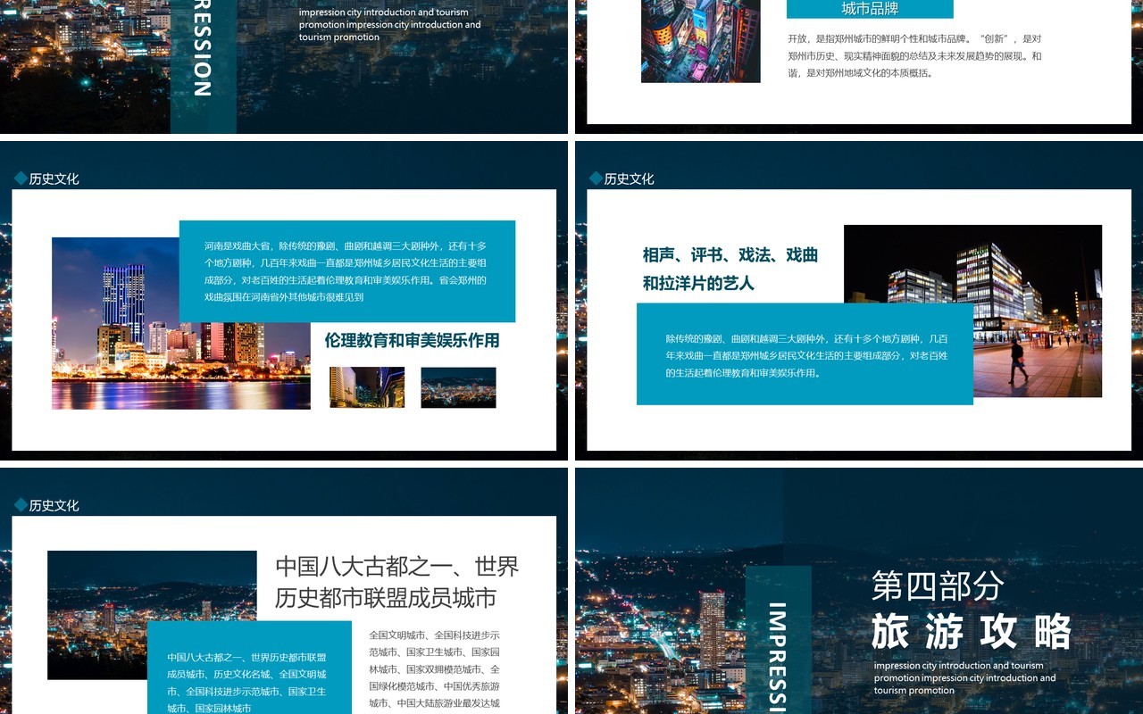 郑州印象城市介绍旅游推介动态PPT模板
