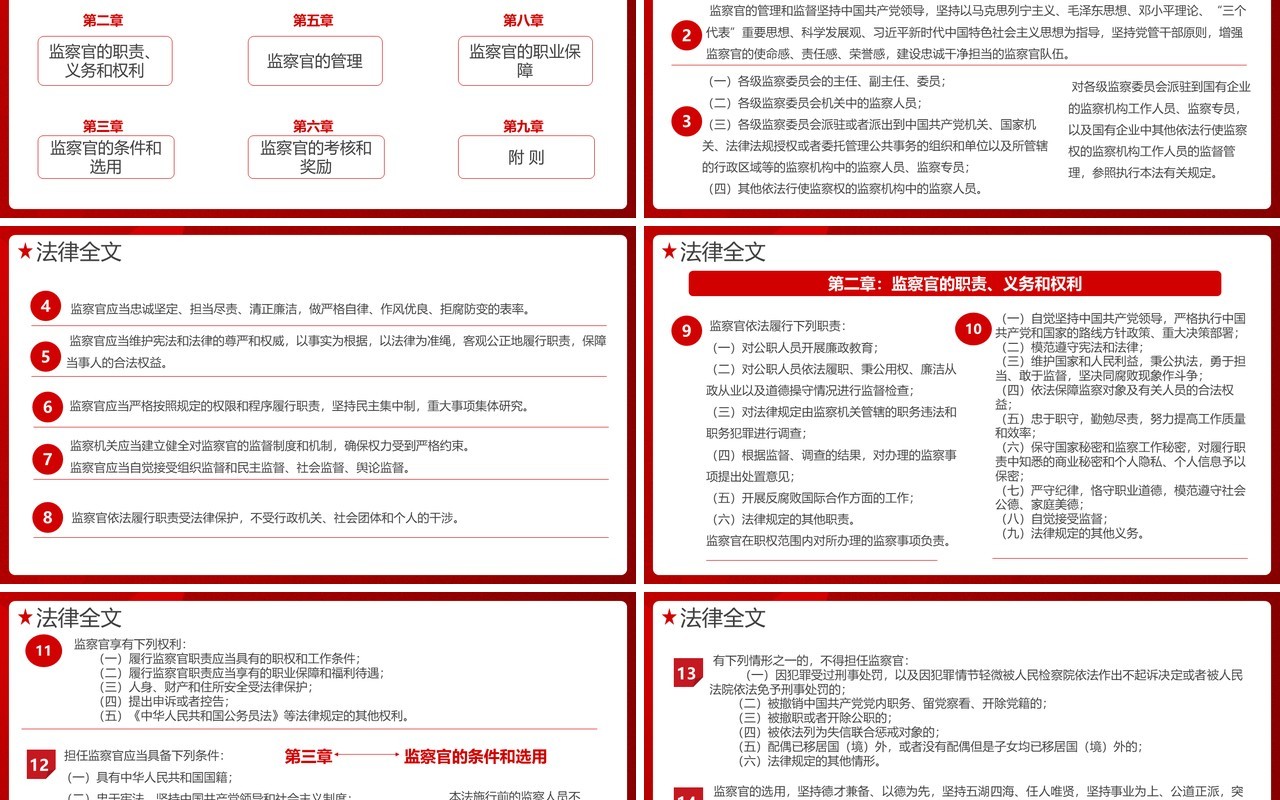 2021红色党政解读监察官法PPT模板