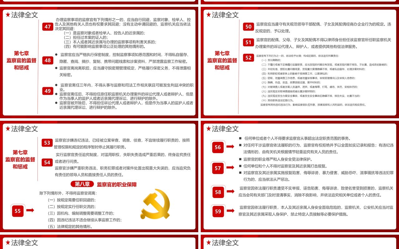 2021红色党政解读监察官法PPT模板