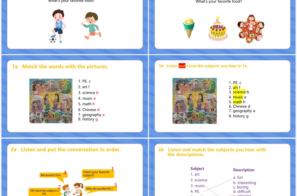 部编版七年级英语上册My favorite subject is science课件PPT模板