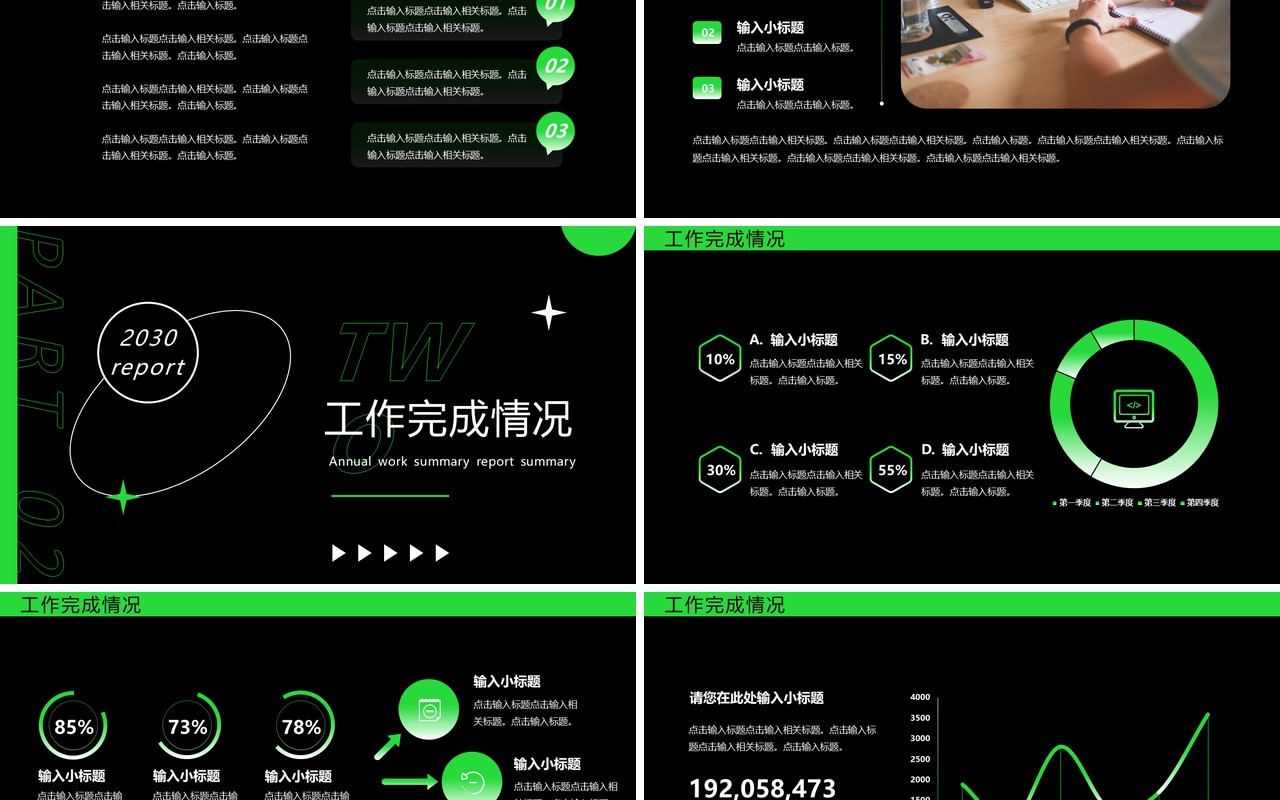 绿色商务风部门工作述职报告PPT通用模板