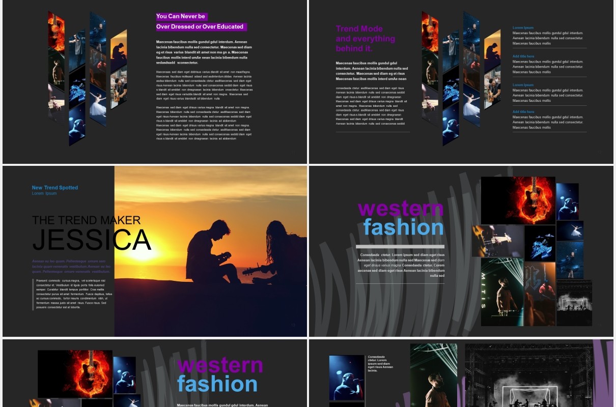 黑色时尚风格宣传介绍PPT模板Moda - Fashion & Style Powerpoint Template