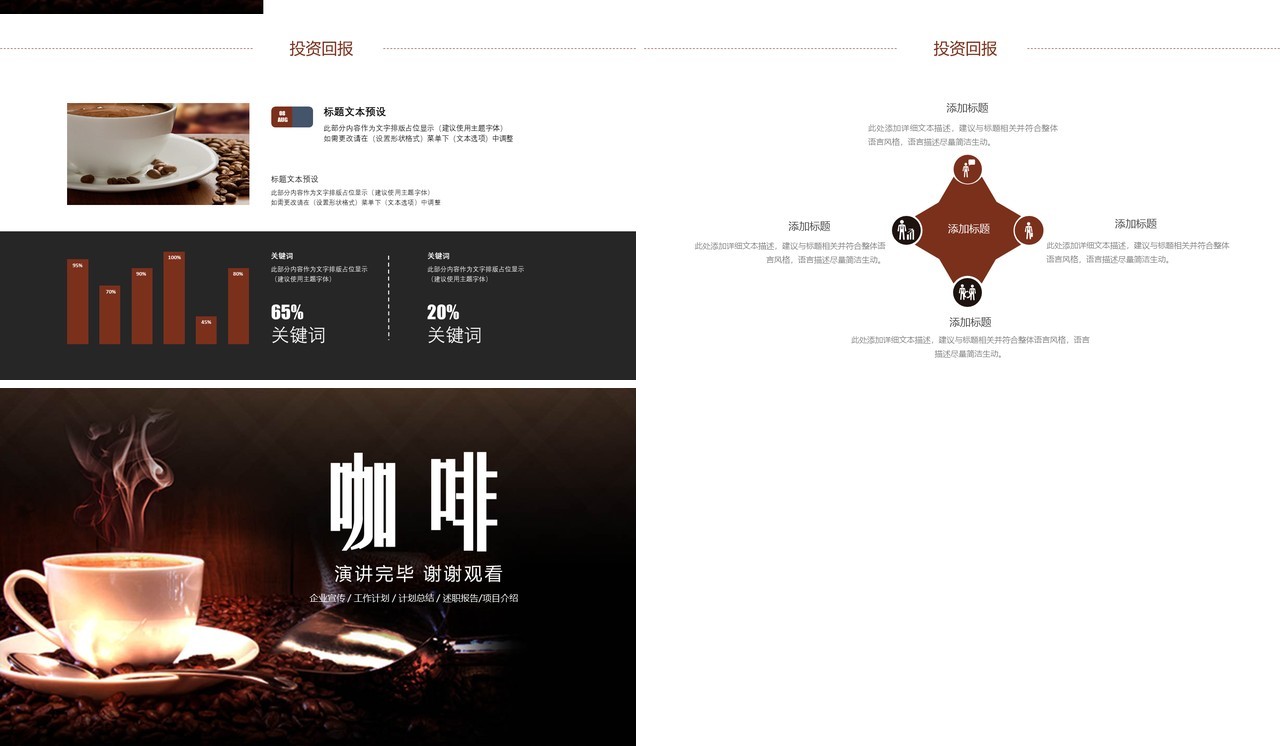 简约简洁咖啡产品宣传介绍美食PPT模板