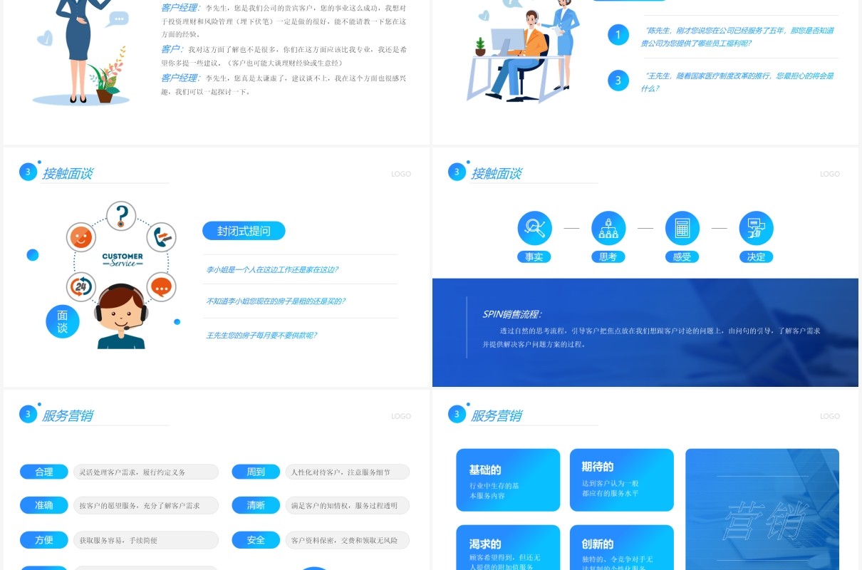蓝色简约风顾问式销售培训PPT模板