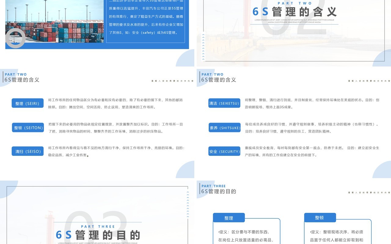 蓝色简约风企业仓库6S管理培训学习PPT模板