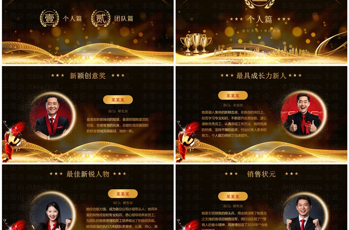 黑金酷炫优秀员工颁奖典礼PPT模板