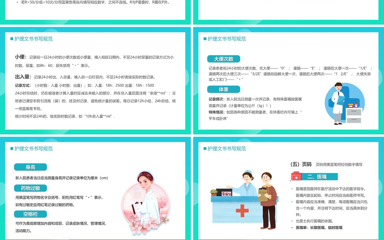 绿色渐变简约风护理文书书写规范PPT模板