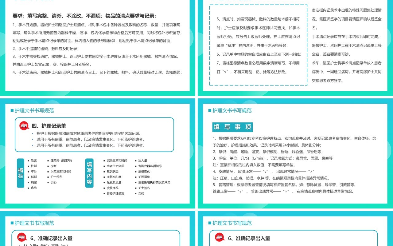 绿色渐变简约风护理文书书写规范PPT模板