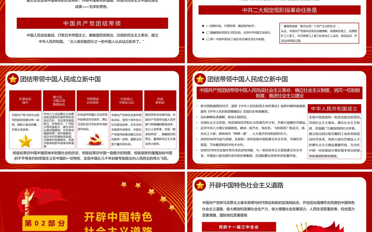 红色简约组织生活会党史学习教育PPT模板