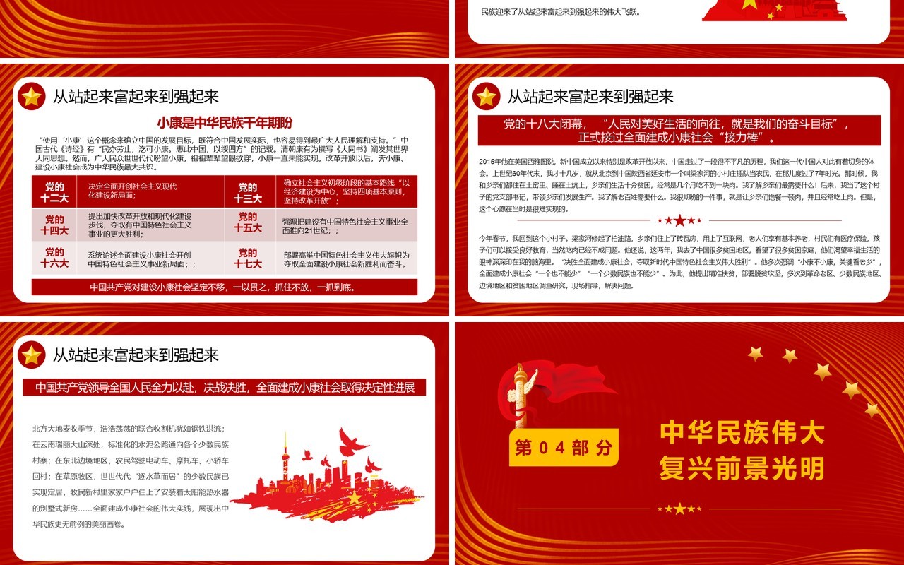 红色简约组织生活会党史学习教育PPT模板