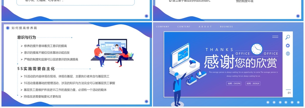 蓝紫渐变办公室5S管理制度PPT模板