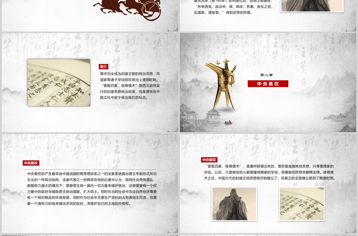 中华传统文化思想罢黜百家独尊儒术PPT课件模板