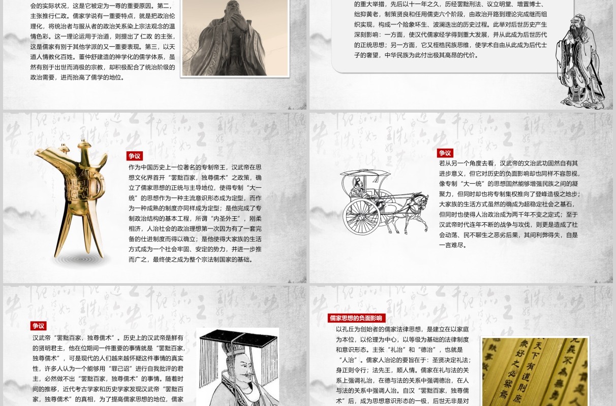中华传统文化思想罢黜百家独尊儒术PPT课件模板