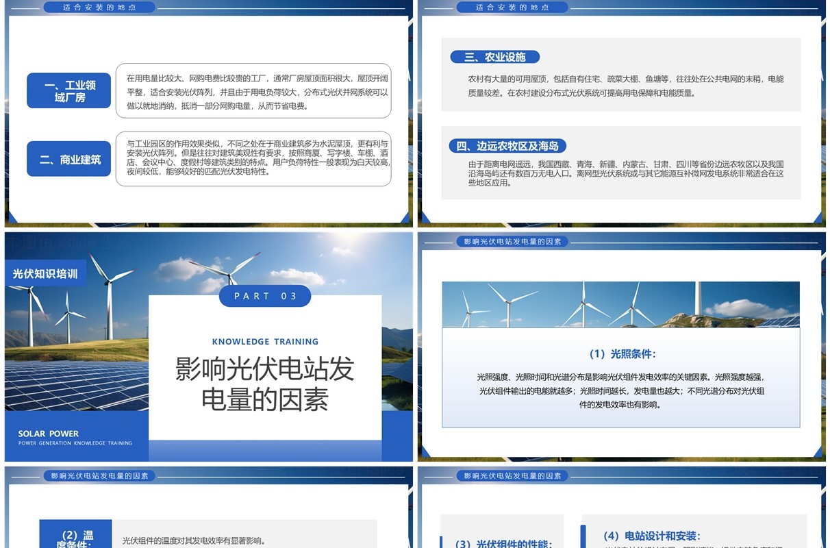 蓝色简约风光伏发电知识培训PPT模板