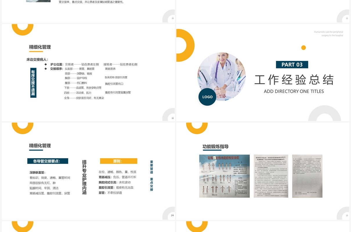 黄蓝简约风医院外围手术人文关怀PPT模板