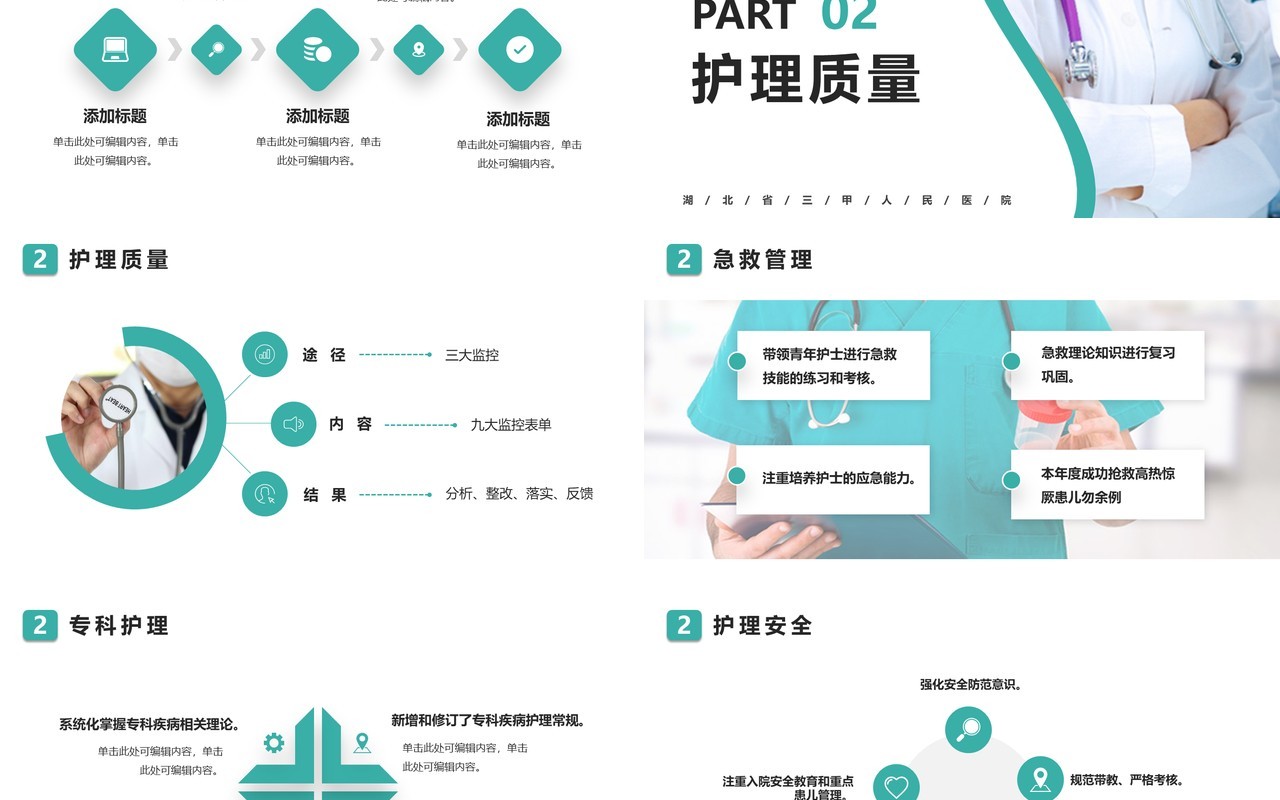 简约商务风护士长述职报告PPT模版