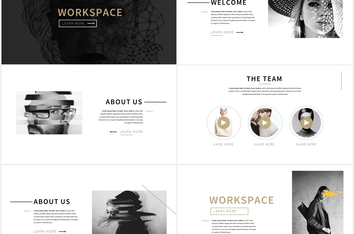 清新简约工作图片展示PPT模板Workspace Clean Powerpoint