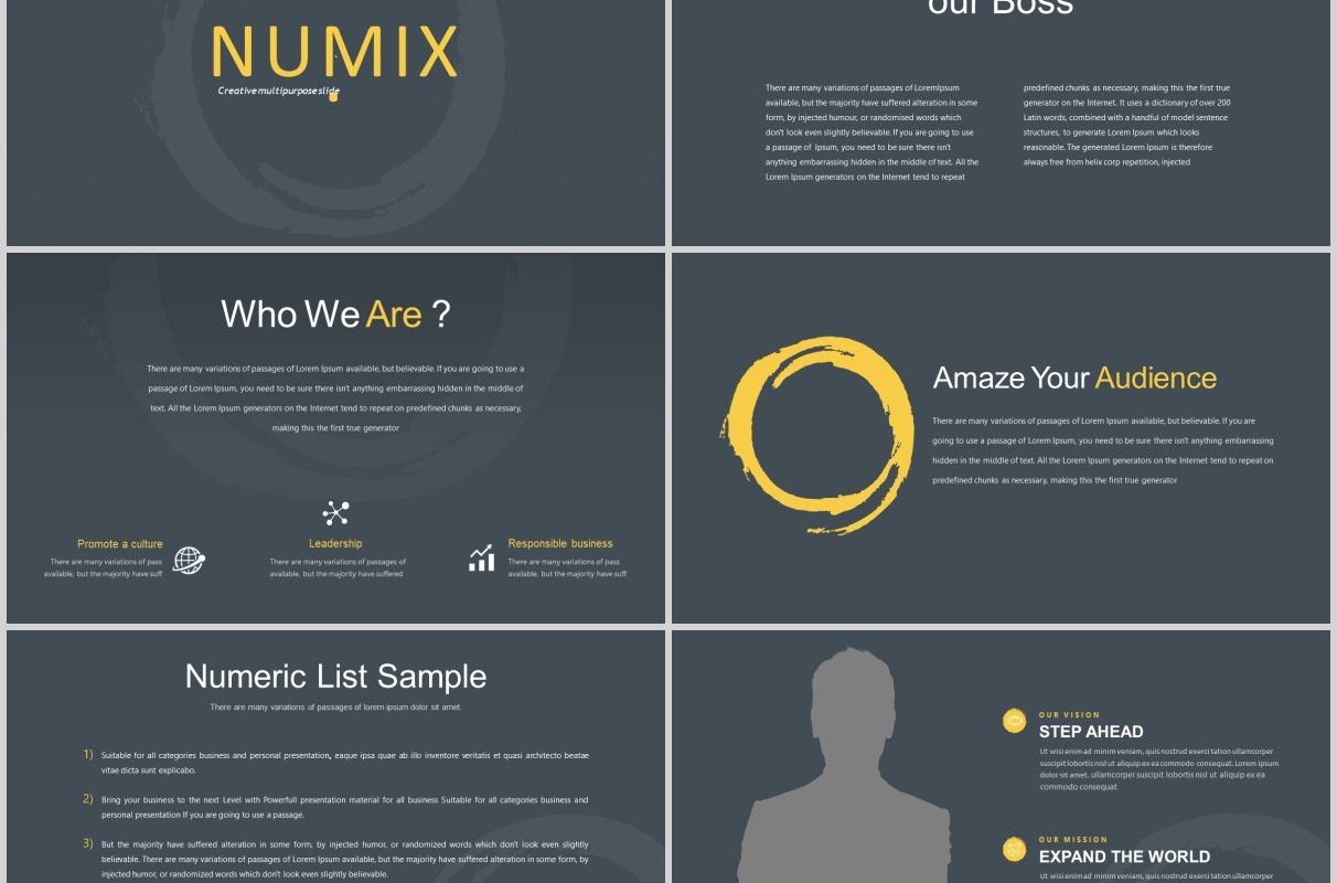 深色高端公司项目计划书时间轴信息图表PPT模板Numix Powerpoint Template