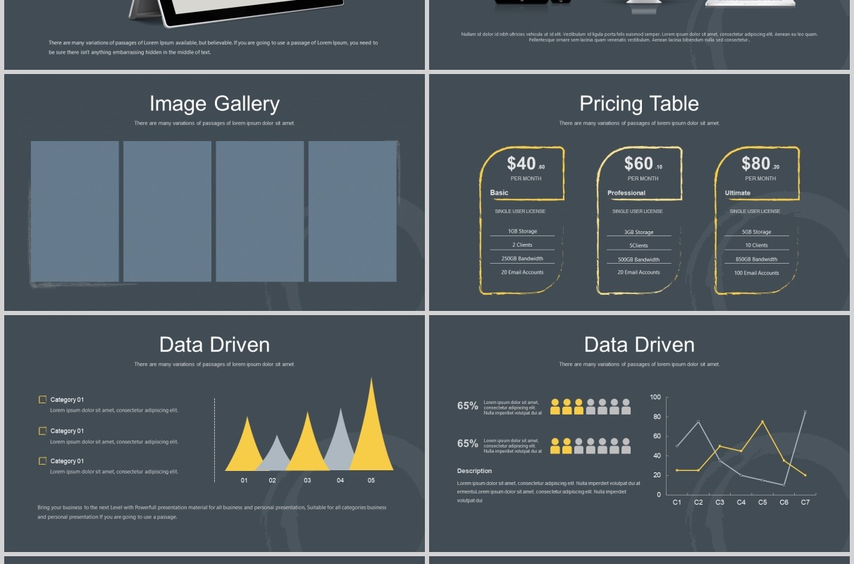 深色高端公司项目计划书时间轴信息图表PPT模板Numix Powerpoint Template