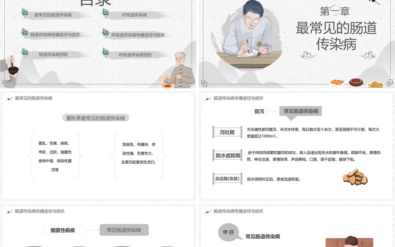 中国风秋季预防常见病PPT模板