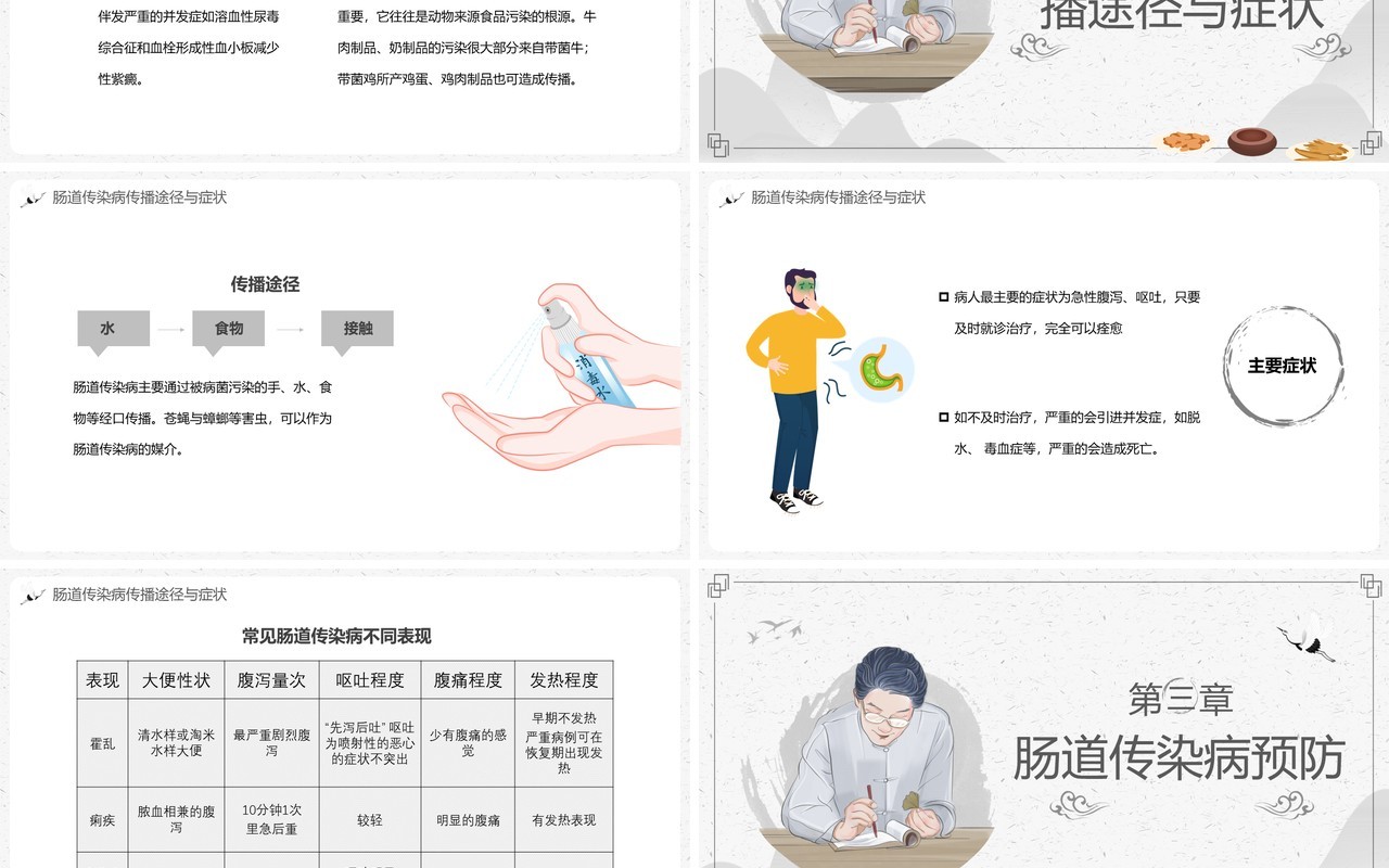 中国风秋季预防常见病PPT模板
