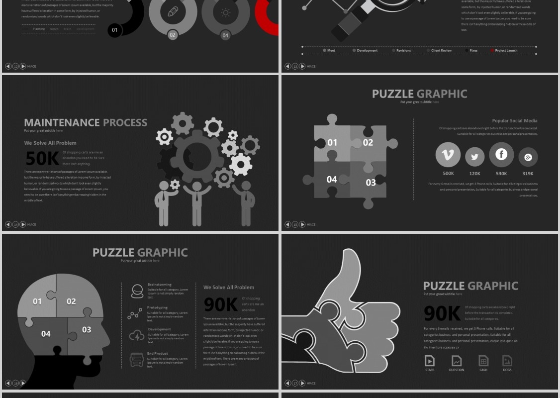 黑色高端商务PPT信息图表模板HICE Powerpoint