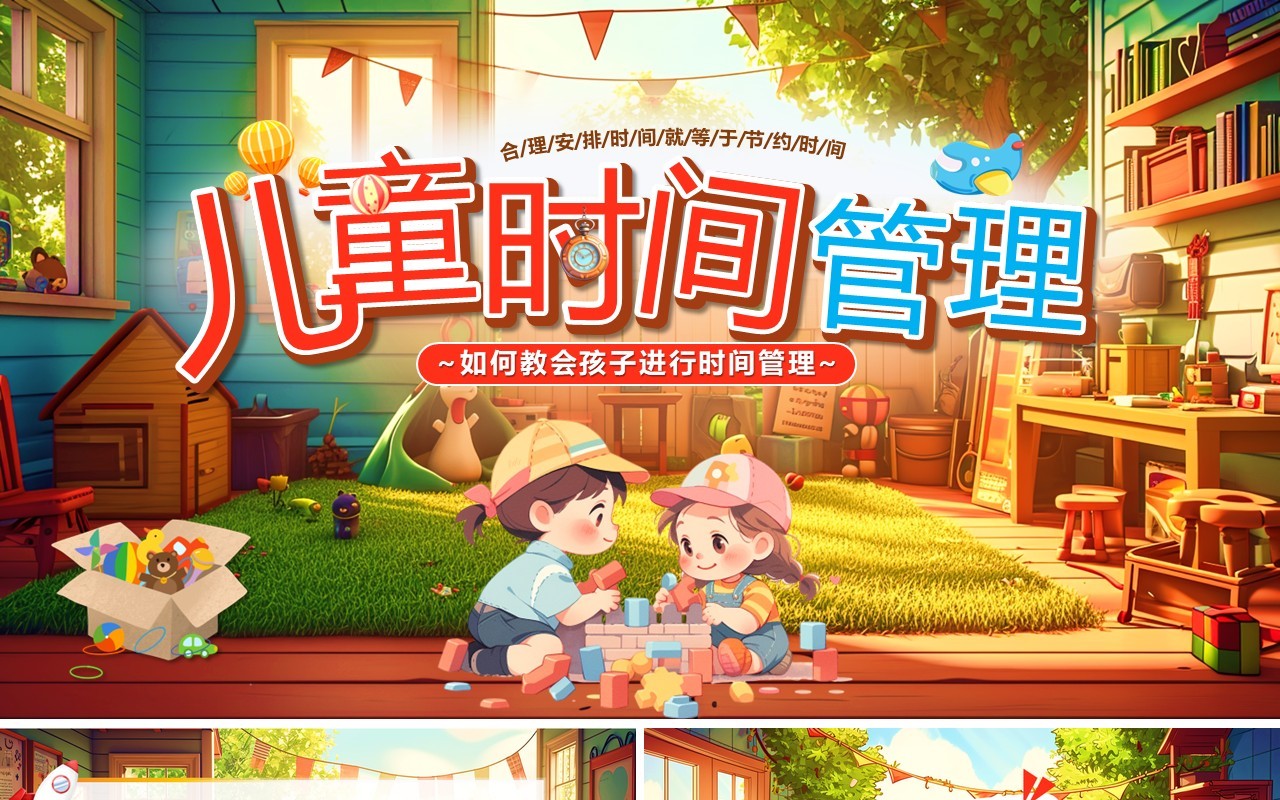绿色卡通风儿童时间管理PPT模板