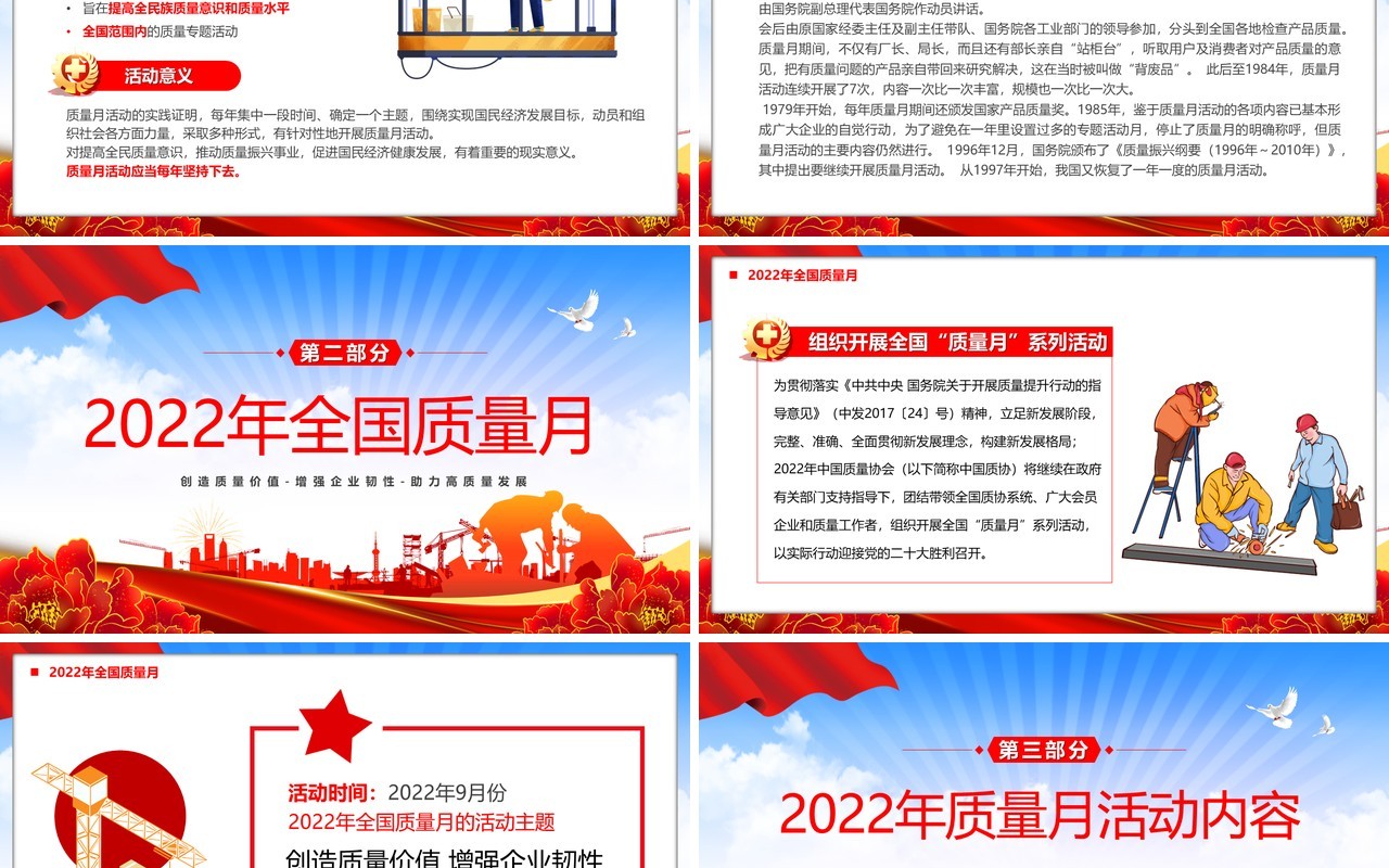 红色2022年全国质量月活动宣传PPT模板