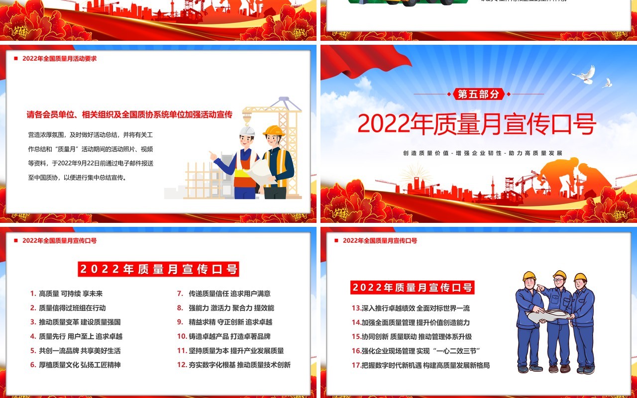 红色2022年全国质量月活动宣传PPT模板