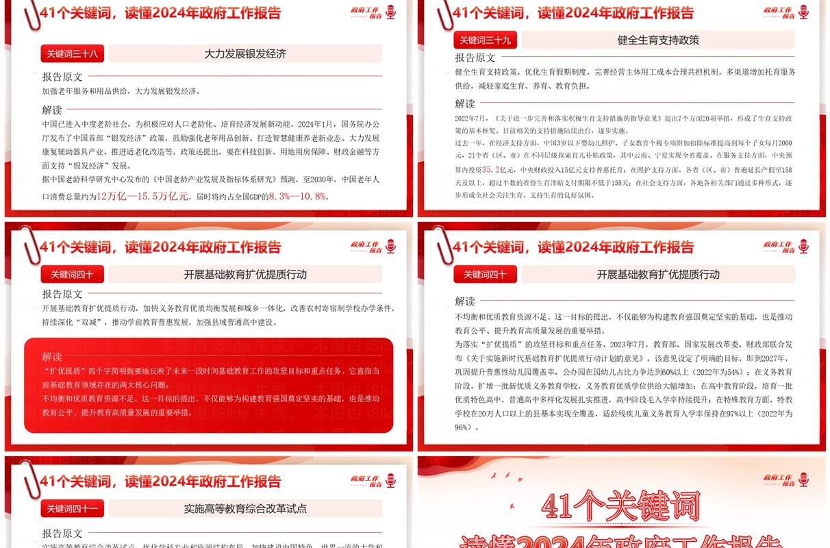 红色简约风读懂政府工作报告PPT模板