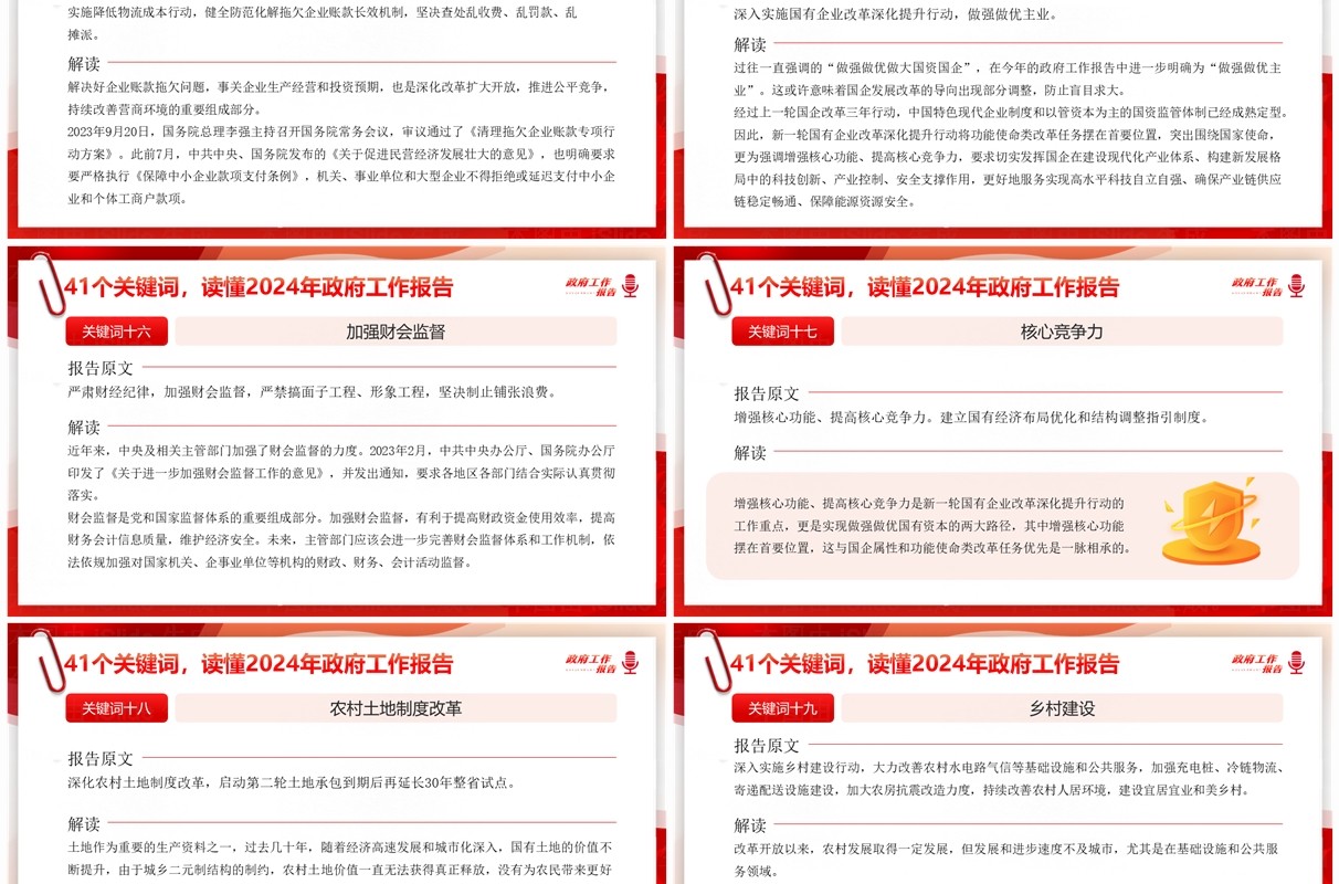 红色简约风读懂政府工作报告PPT模板