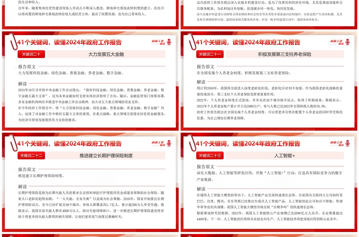 红色简约风读懂政府工作报告PPT模板