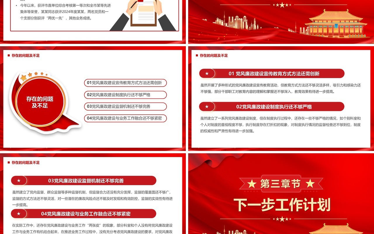 红色机关2024年党风廉政建设工作总结PPT模板