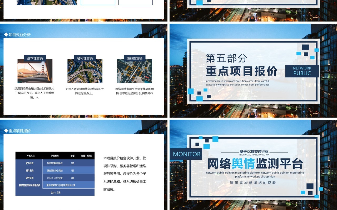 基于某省交通行业网络舆情监测平台动态PPT模板