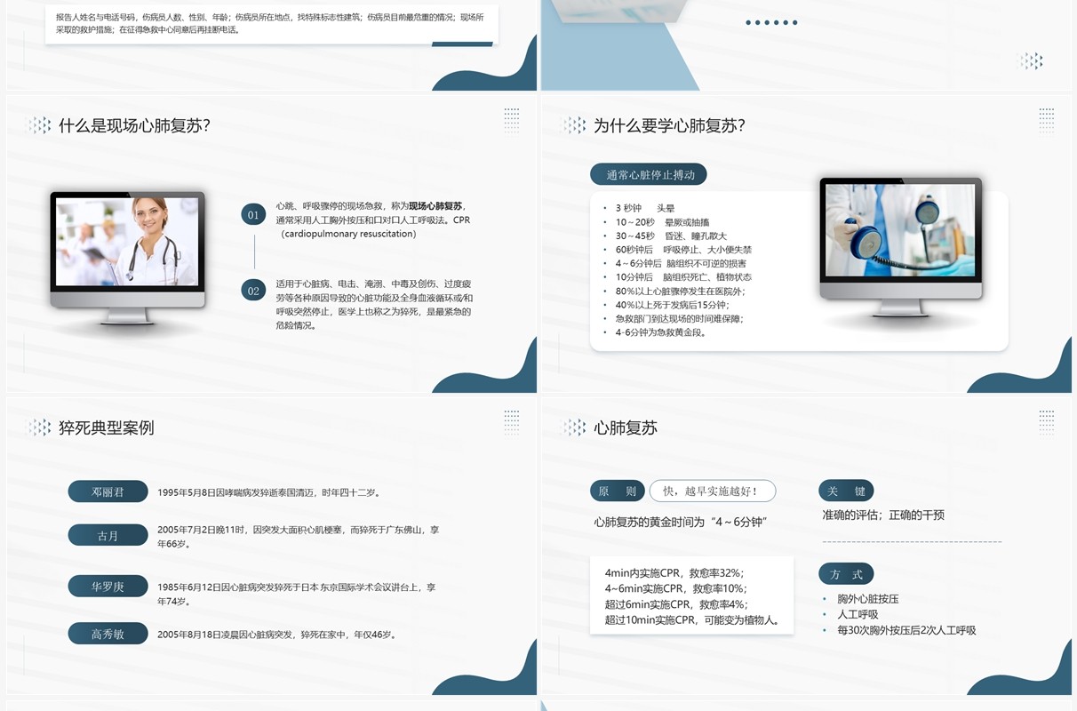 绿色商务风现代急救知识培训PPT模板