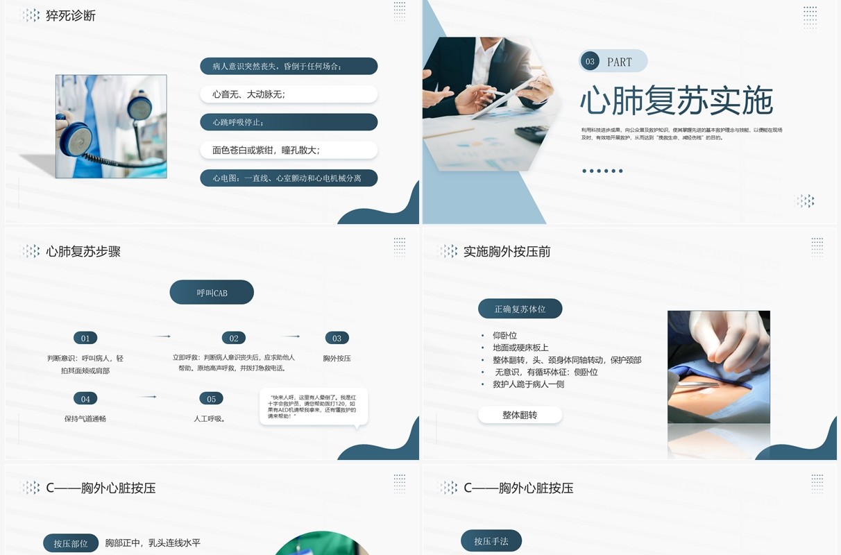 绿色商务风现代急救知识培训PPT模板