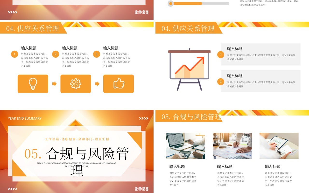 橙色简约风采购行业年终总结报告PPT模板
