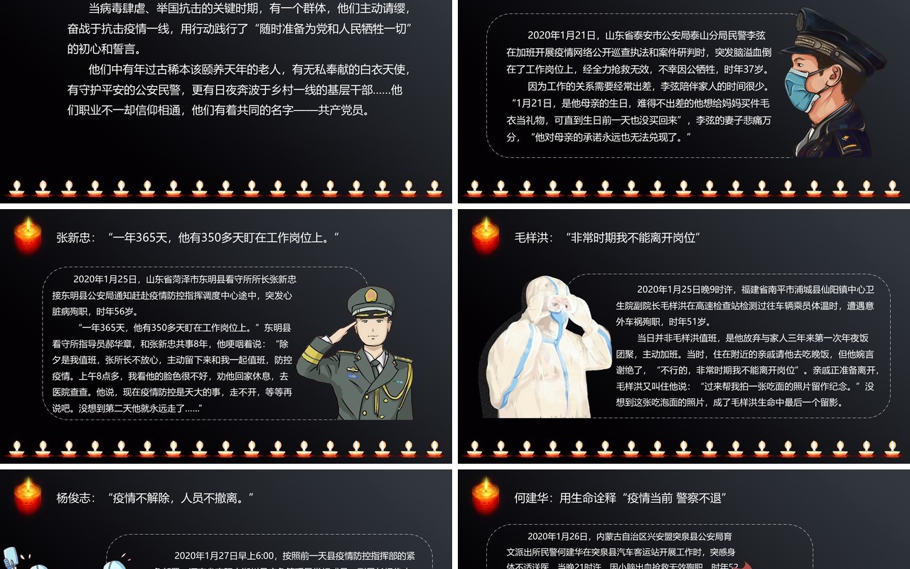 清明节致敬疫情期间因公殉职的逆行者PPT模板