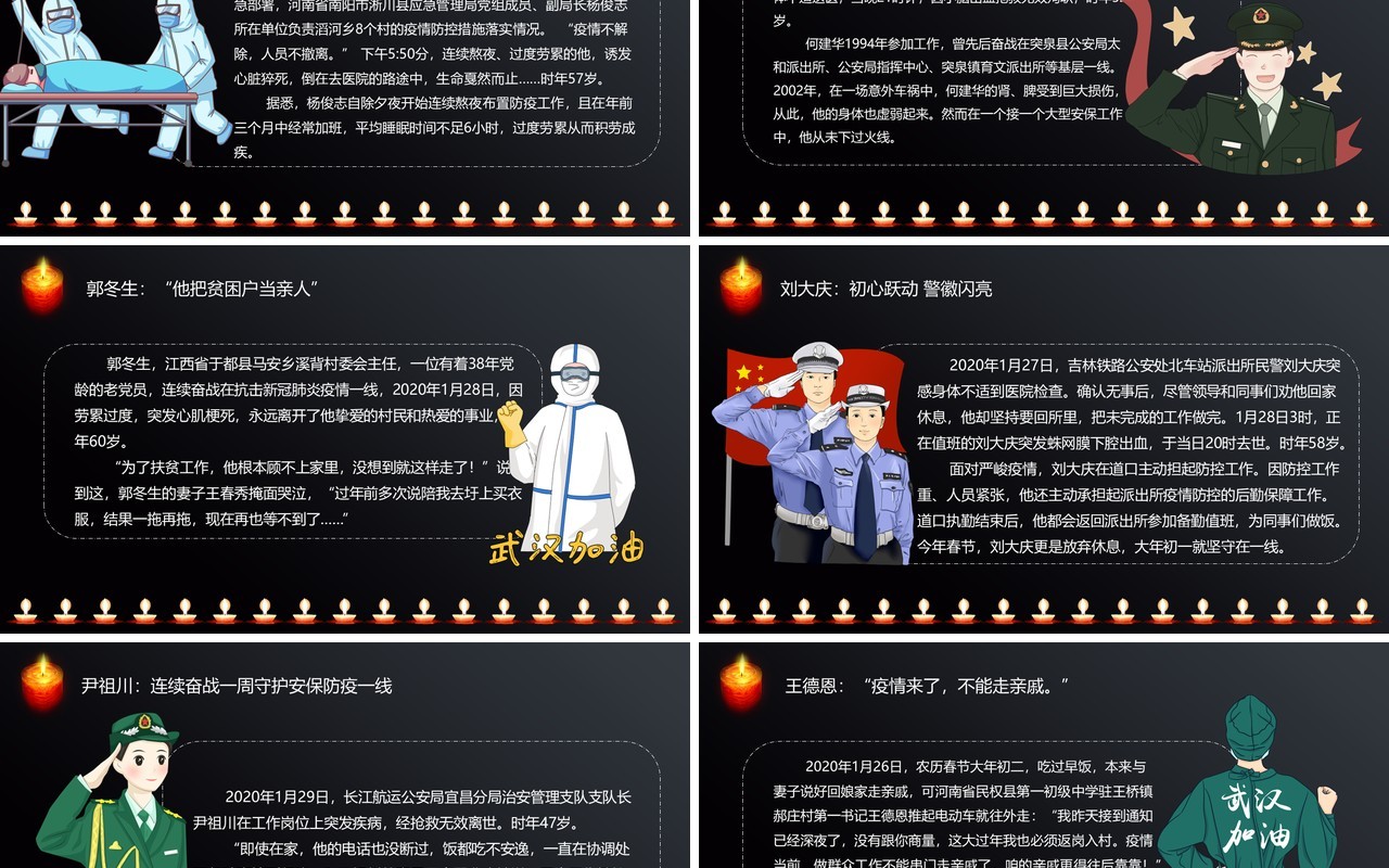 清明节致敬疫情期间因公殉职的逆行者PPT模板