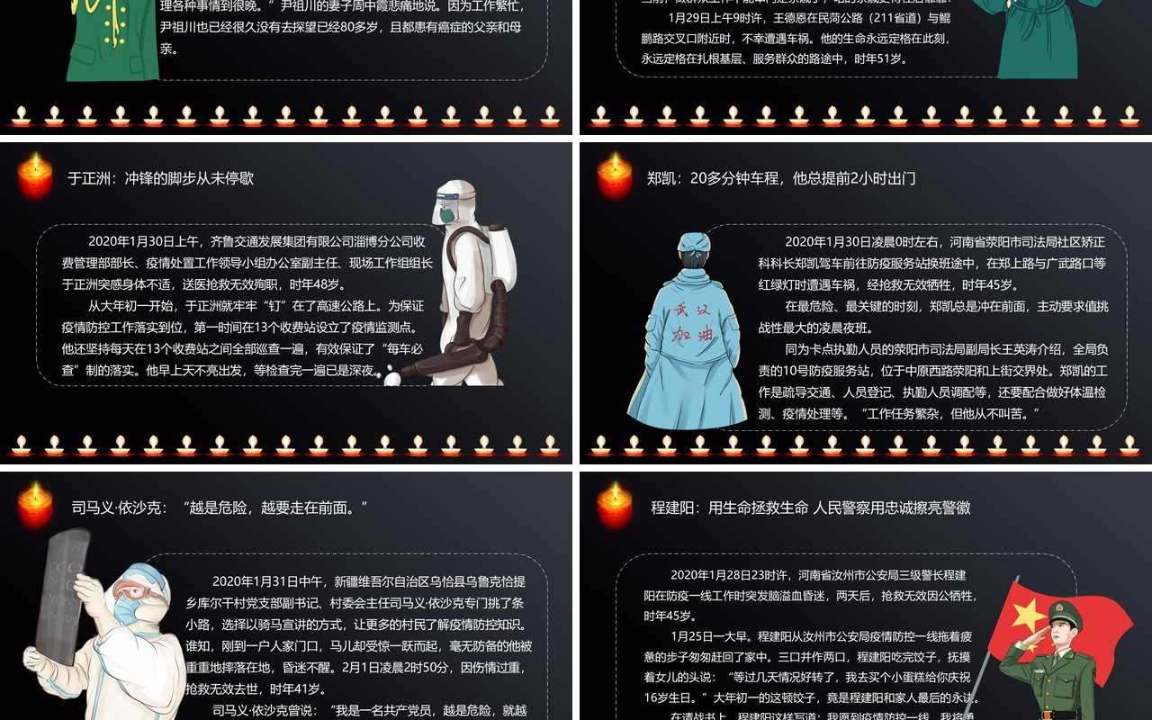 清明节致敬疫情期间因公殉职的逆行者PPT模板