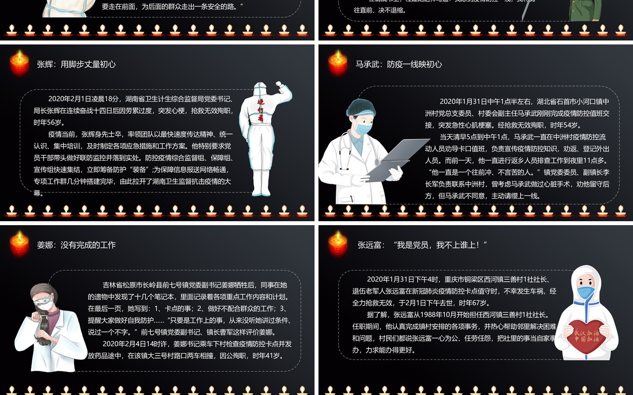 清明节致敬疫情期间因公殉职的逆行者PPT模板
