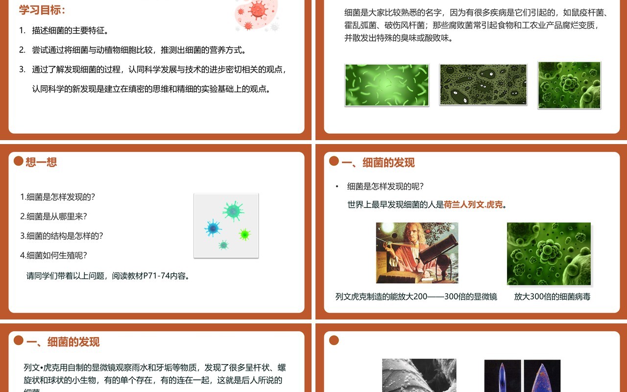 部编版八年级生物上册细菌PPT模板