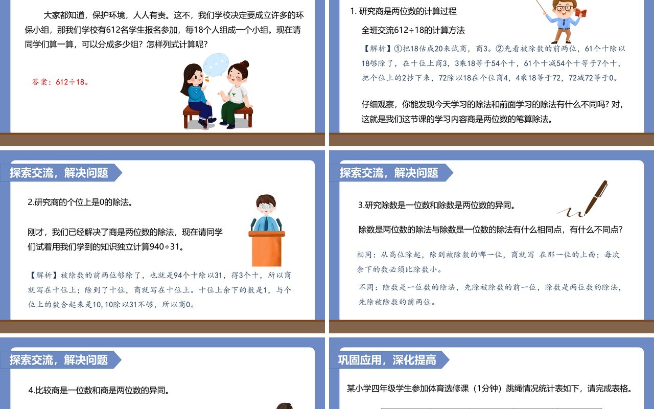 部编版四年级数学上册商是两位数的笔算除法课件PPT模板
