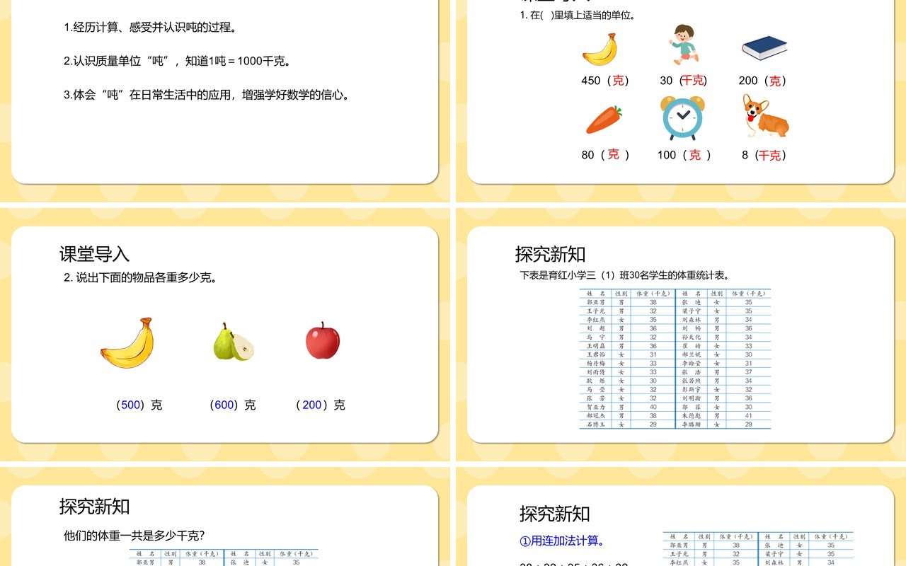 部编版三年级数学上册吨的认识课件PPT模板