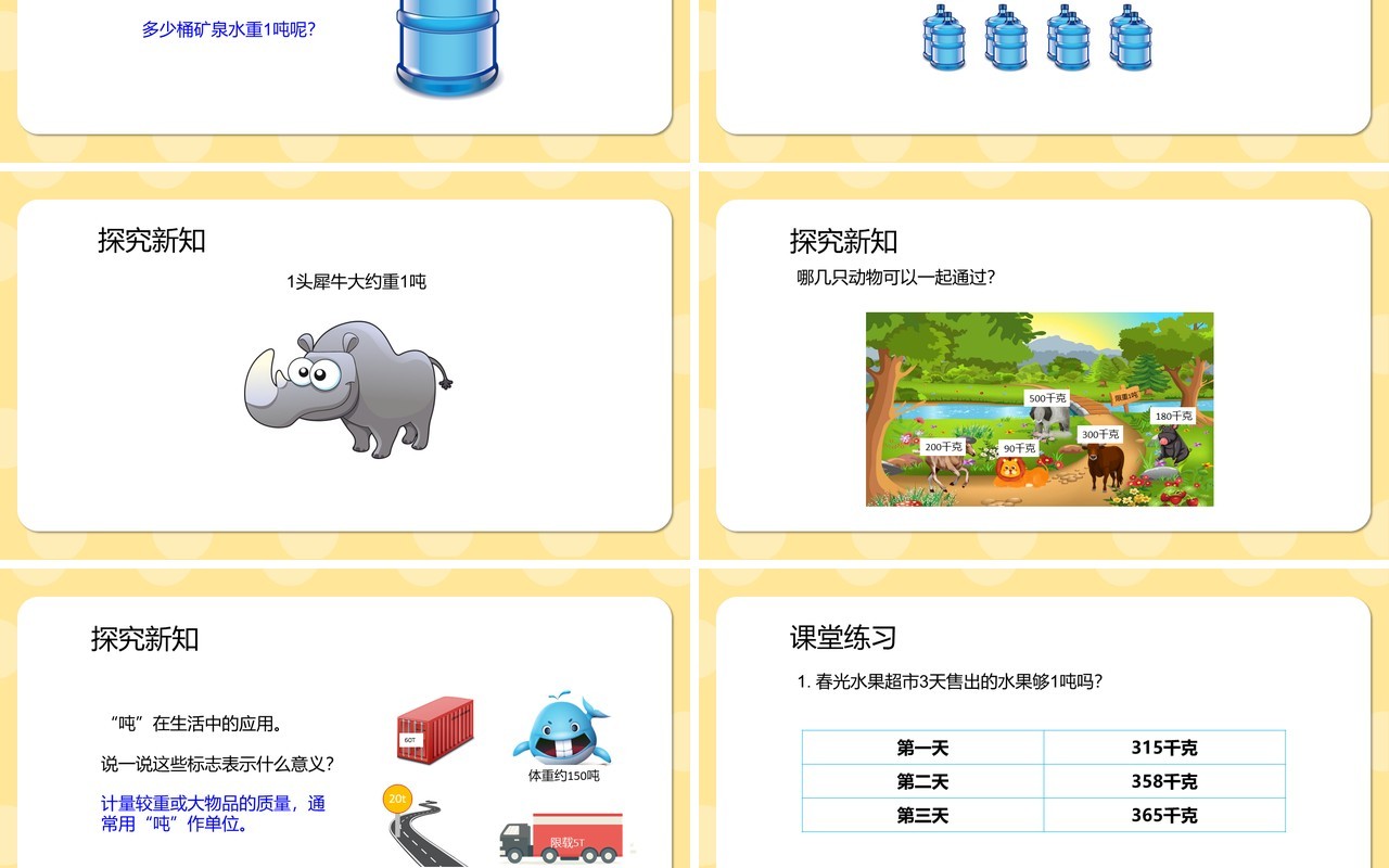 部编版三年级数学上册吨的认识课件PPT模板
