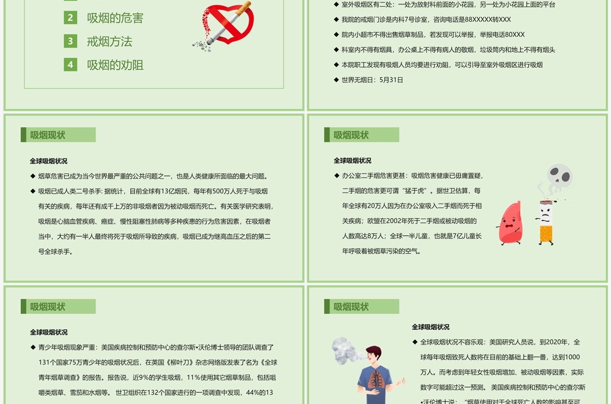 绿色控烟培训课件PPT模板