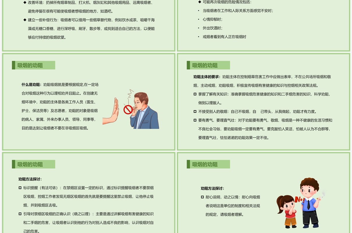绿色控烟培训课件PPT模板