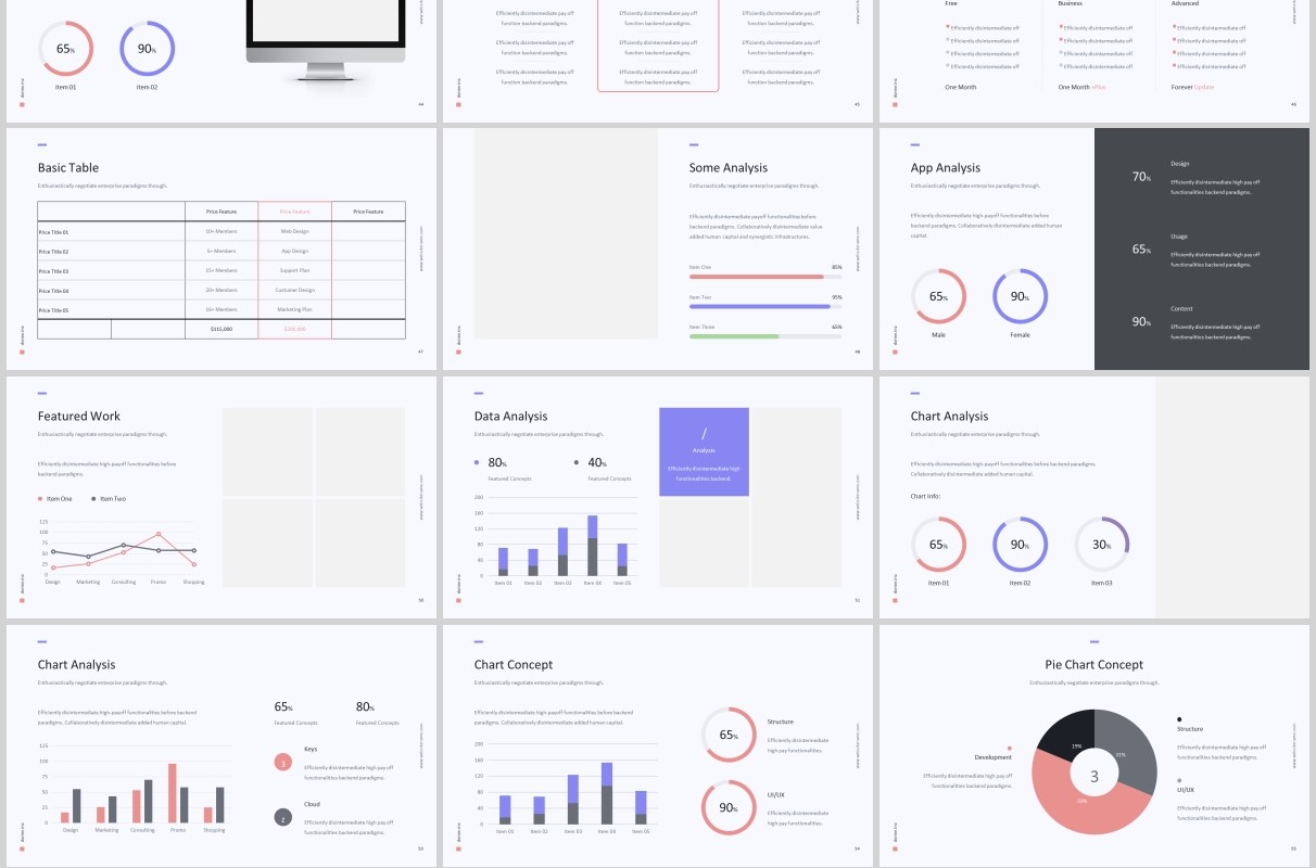 多用途彩色商务简介PPT演示模板KEY模板Donne Template (Powerpoint)
