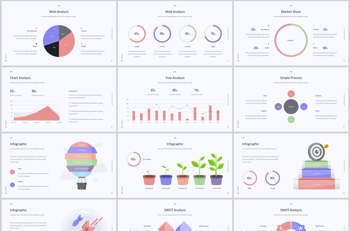 多用途彩色商务简介PPT演示模板KEY模板Donne Template (Powerpoint)