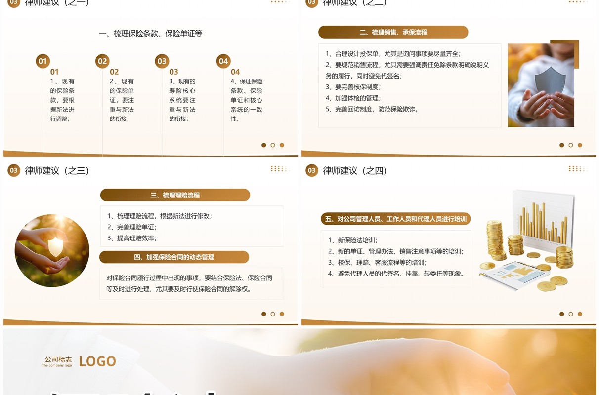棕色简约风新保险法重点解读及其应对PPT模板
